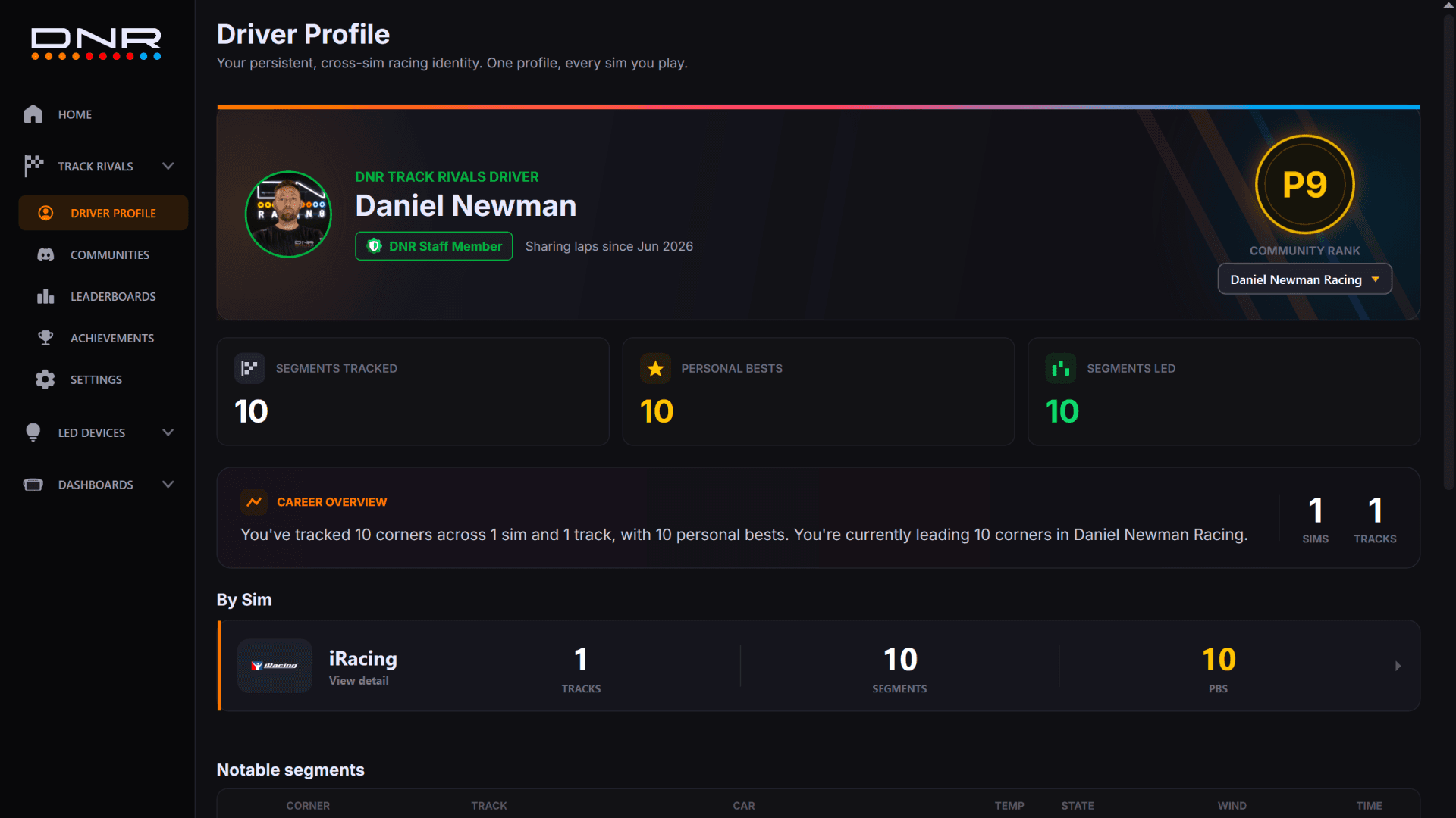 Track Rivals in the DNR plugin: screenshot 2 of 6